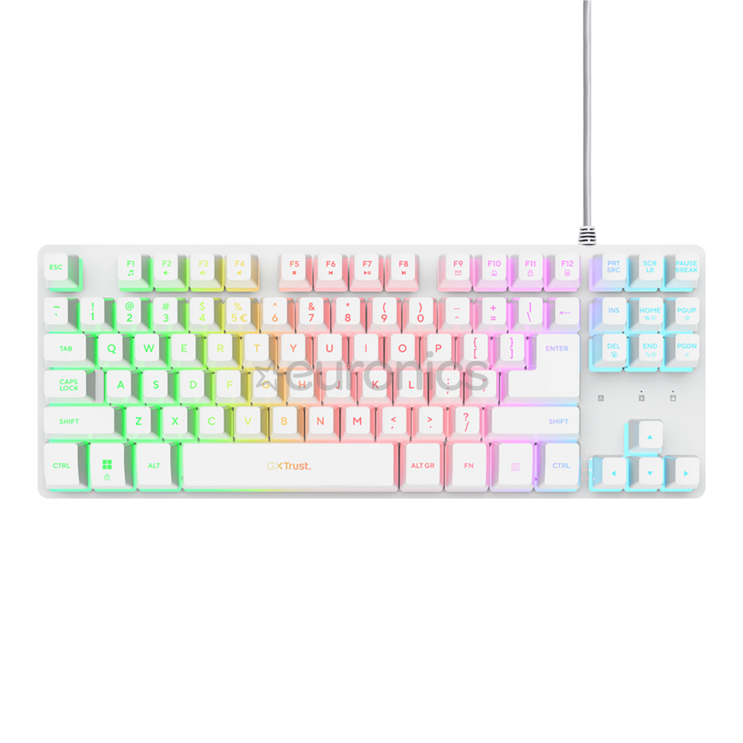 Trust GXT 833 Thado TKL, US, белый - Клавиатура