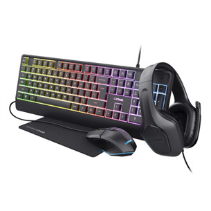 Trust GXT 792 Quadrox 4-in-1 Gaming Bundle, US, black - Desktop 25155