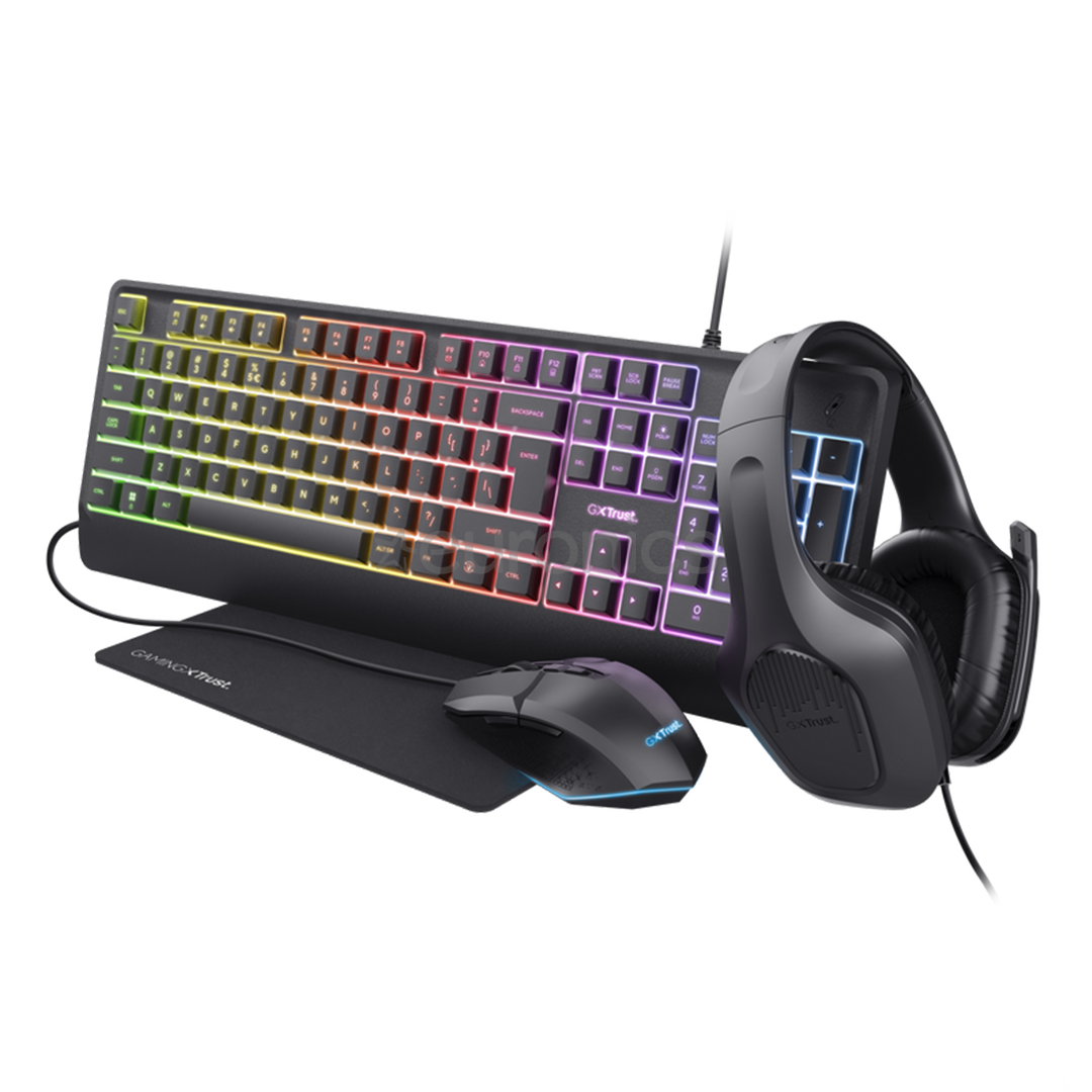 Trust GXT 792 Quadrox 4-in-1 Gaming Bundle, US, черный - Десктоп