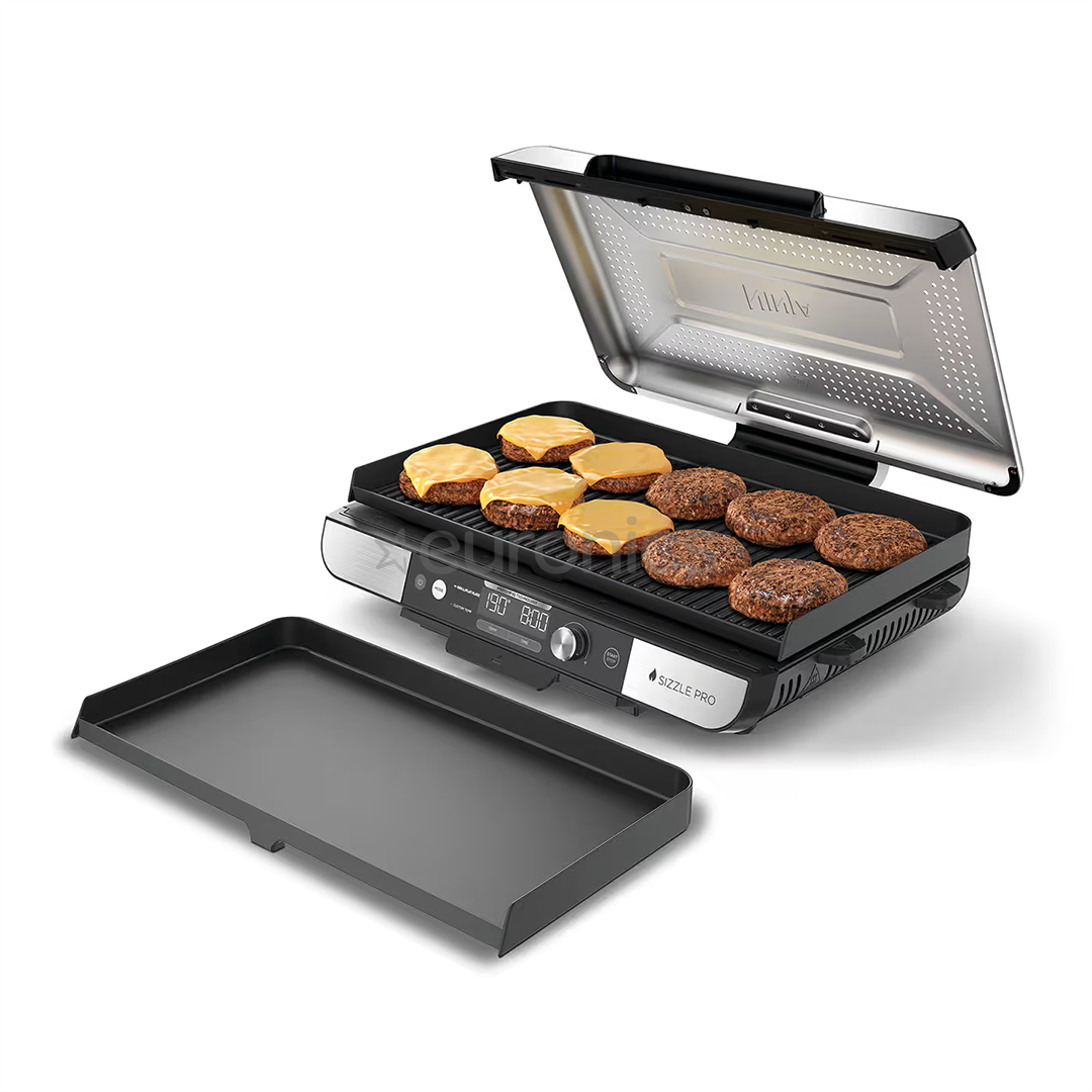 Ninja Sizzle Pro XL Grill & Flat Plate, серебристый/черный - Электрический гриль