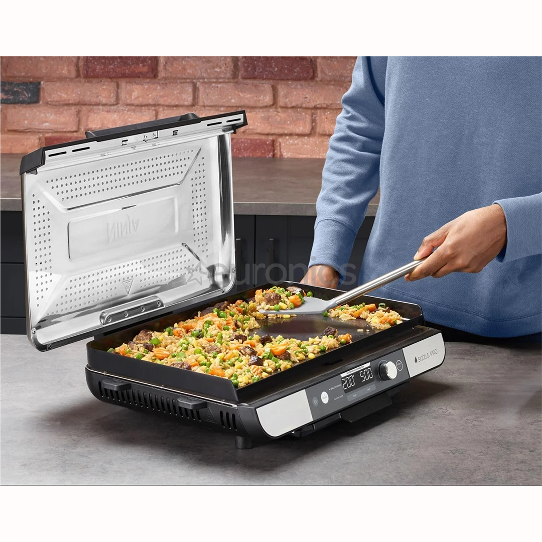 Ninja Sizzle Pro XL Grill & Flat Plate, серебристый/черный - Электрический гриль