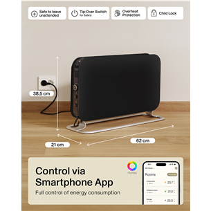 Mill, WiFi, 1200 Вт, черный - Конвектор