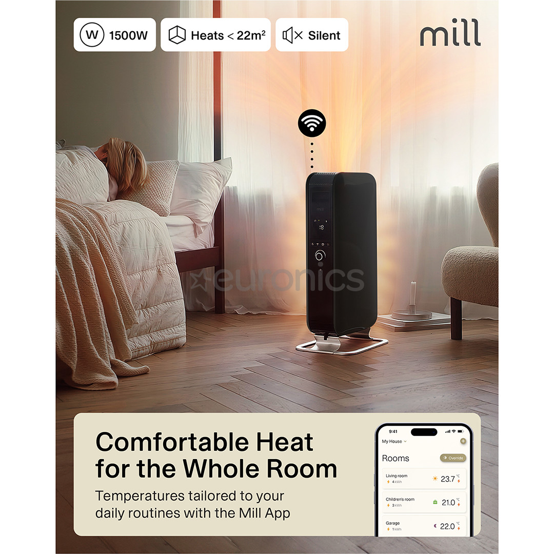 Mill Gentle Air WiFi, 1500 W, black - Oil heater