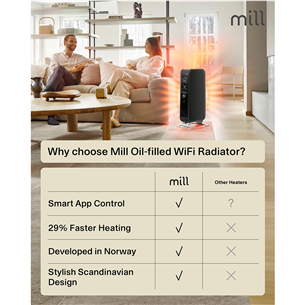 Mill Gentle Air WiFi, 1500 Вт, черный - Масляный радиатор