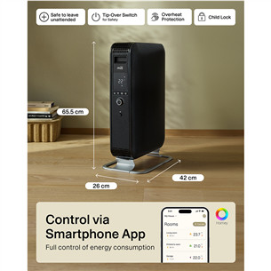 Mill Gentle Air WiFi, 2000 W, black - Oil filled radiator