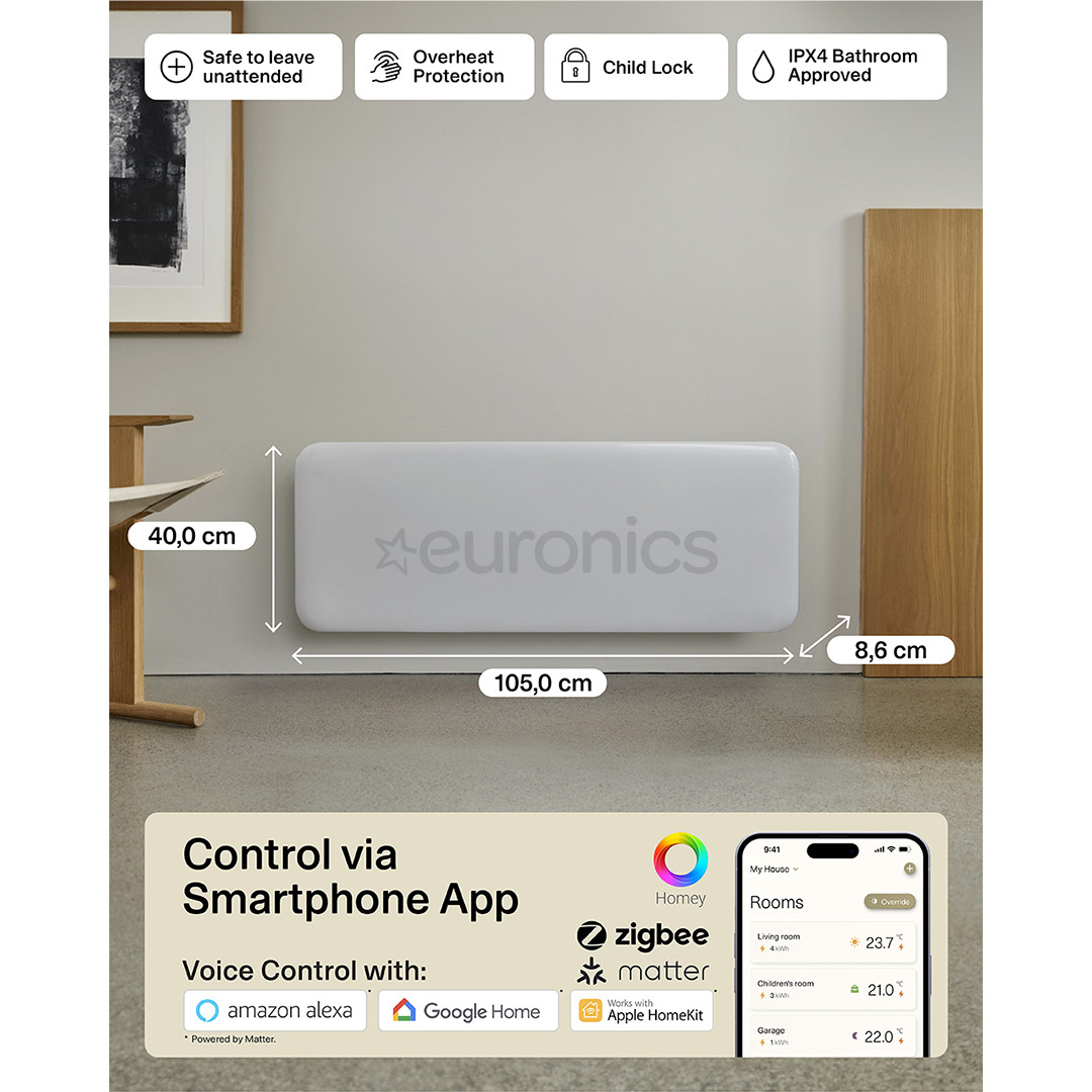 Mill Gen 4, Wi-Fi, 1300 W, white - Electric radiator