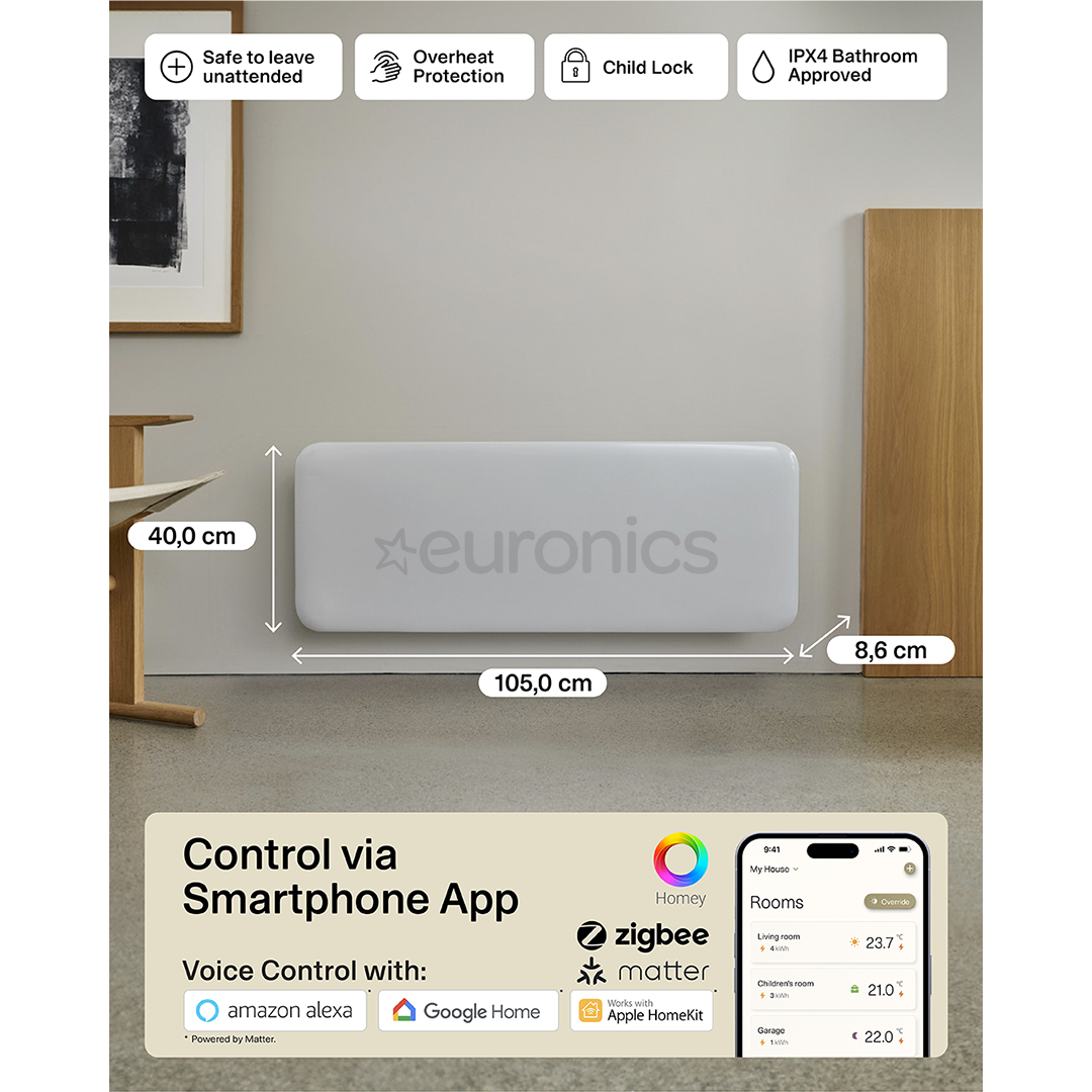 Mill Gen 4, Wi-Fi, 1300 W, valge - Elektriradiaator