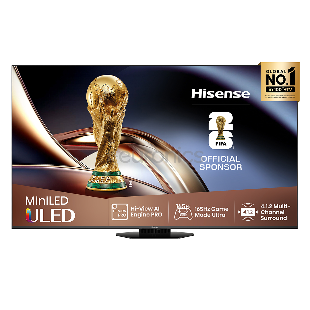 Hisense U8Q, 55'', 4K UHD, ULED, Mini LED, must - Teler