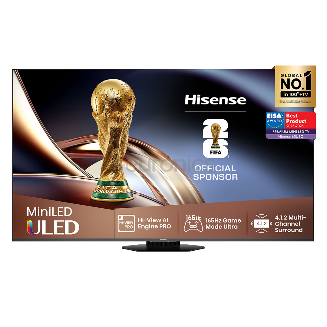 Hisense U8Q, 65'', 4K UHD, ULED, Mini LED, черный - Телевизор