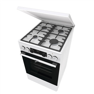 Gorenje, 70 L, width 50 cm, white - Gas cooker with electric oven