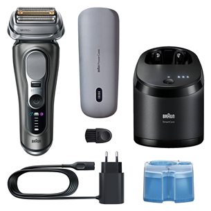 Braun Series 9 Pro+ Wet & Dry, станция SmartCare 6 в 1 и дорожный футляр PowerCase, темно-серый - Бритва 9675CC