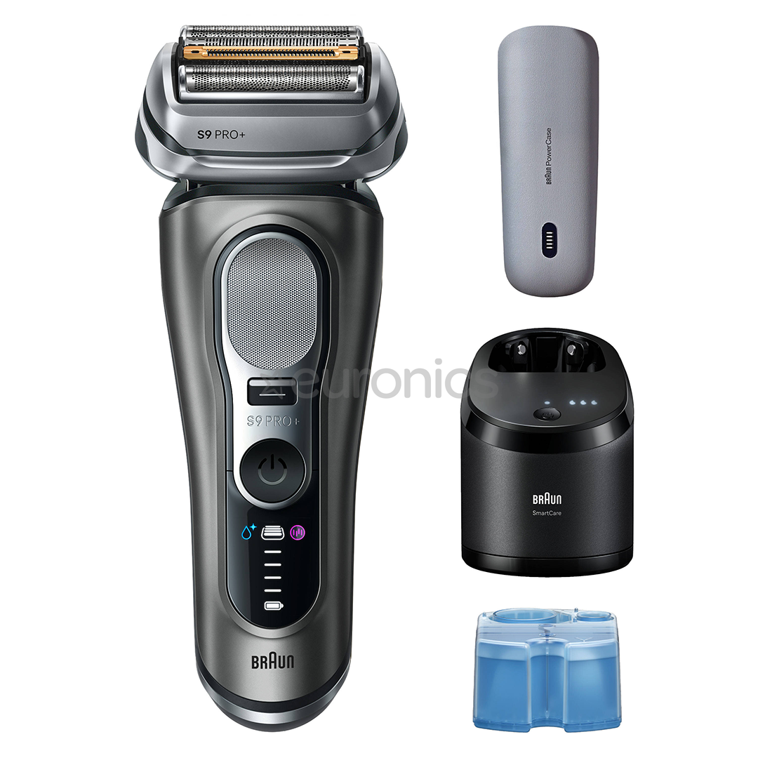 Braun Series 9 Pro+ Wet & Dry, станция SmartCare 6 в 1 и дорожный футляр PowerCase, темно-серый - Бритва