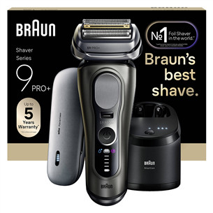Braun Series 9 Pro+ Wet & Dry, 6-ühes SmartCare keskus ja PowerCase reisikarp, tumehall - Pardel