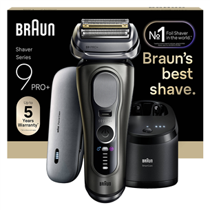 Braun Series 9 Pro+ Wet & Dry, станция SmartCare 6 в 1 и дорожный футляр PowerCase, темно-серый - Бритва