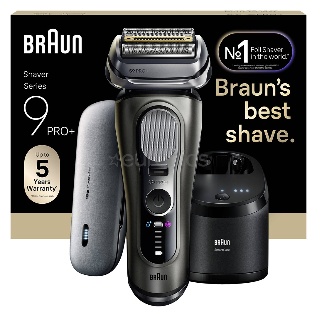 Braun Series 9 Pro+ Wet & Dry, 6-ühes SmartCare keskus ja PowerCase reisikarp, tumehall - Pardel