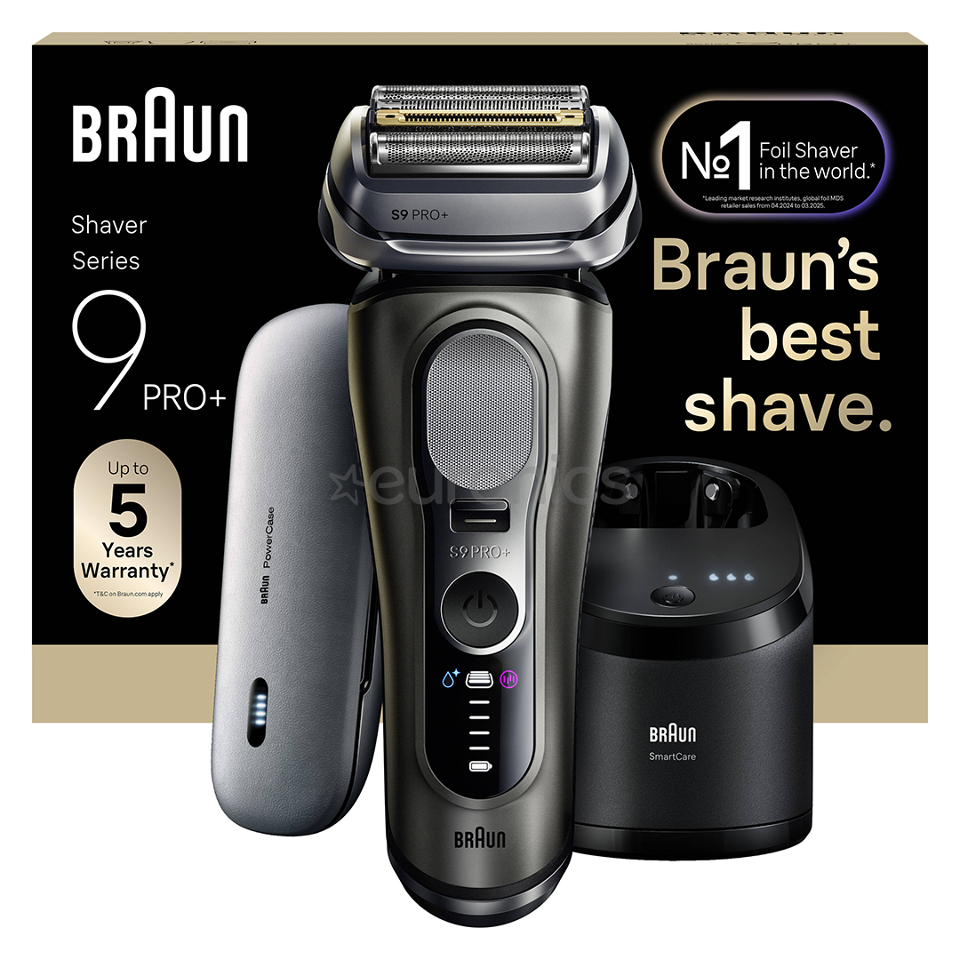 Braun Series 9 Pro+ Wet & Dry, станция SmartCare 6 в 1 и дорожный футляр PowerCase, темно-серый - Бритва