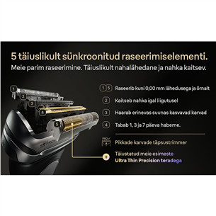 Braun Series 9 Pro+ Wet & Dry, 6-ühes SmartCare keskus ja PowerCase reisikarp, tumehall - Pardel