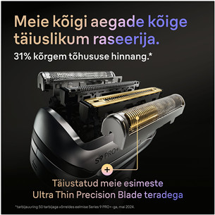 Braun Series 9 Pro+ Wet & Dry, 6-ühes SmartCare keskus ja PowerCase reisikarp, tumehall - Pardel