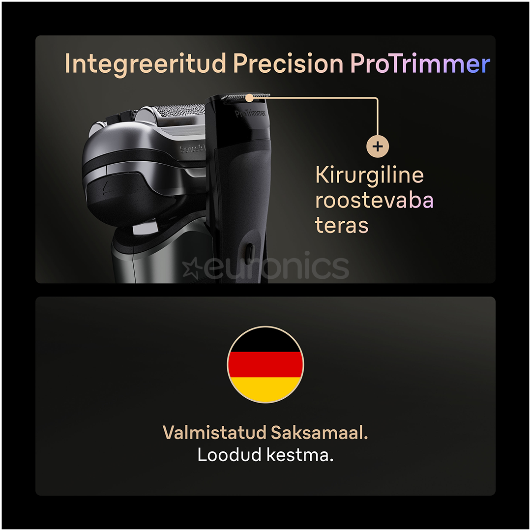 Braun Series 9 Pro+ Wet & Dry, станция SmartCare 6 в 1 и дорожный футляр PowerCase, темно-серый - Бритва