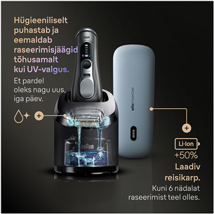 Braun Series 9 Pro+ Wet & Dry, 6-ühes SmartCare keskus ja PowerCase reisikarp, tumehall - Pardel