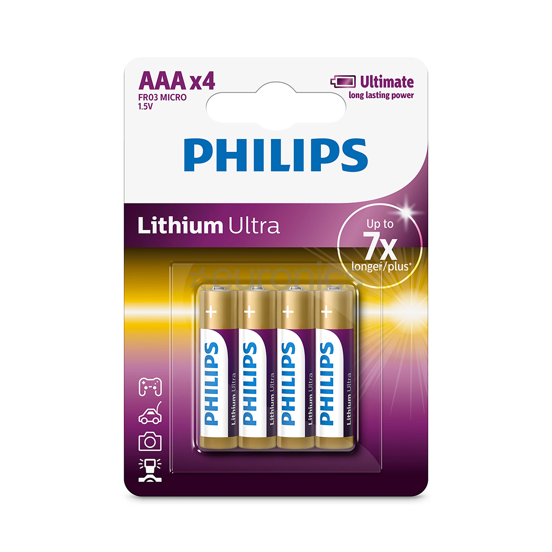 Philips Lithium Ultra, AAA, 4 tk - Patarei