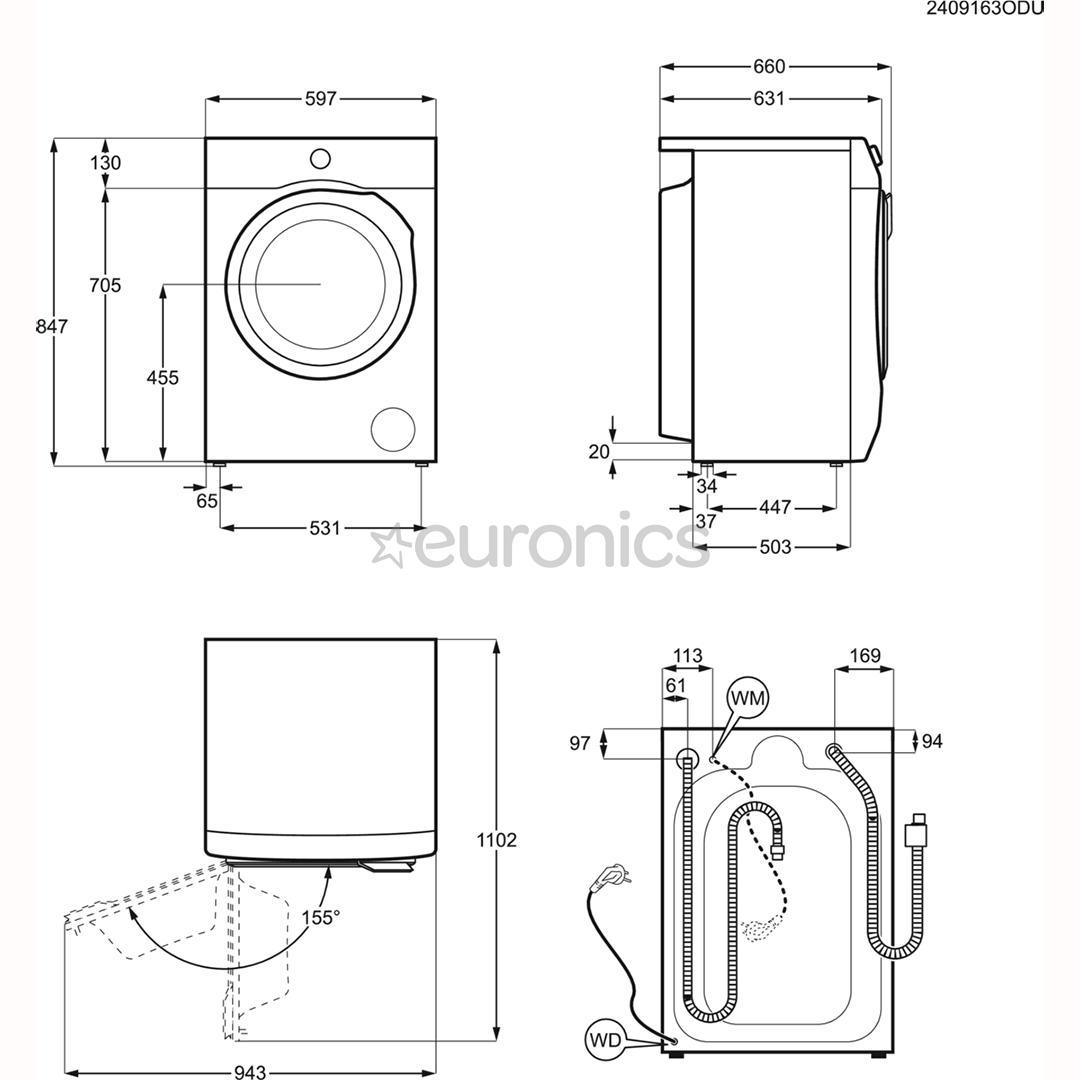 Electrolux 700-seeria SteamCare, 9 kg, sügavus 63.1 cm, 1600 p/min - Eestlaetav pesumasin