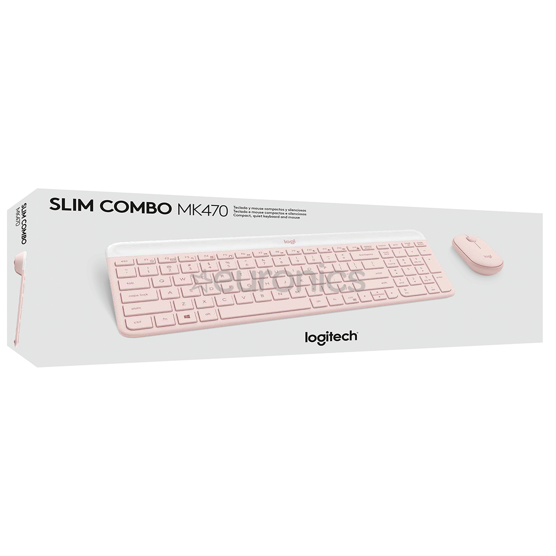 Logitech Slim Combo MK470, US, розовый - Беспроводная клавиатура + мышь