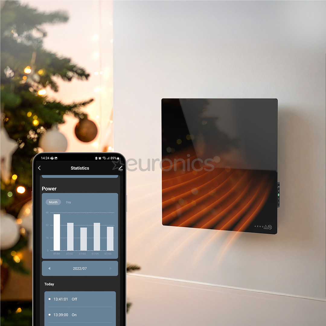 Aeno Premium Eco Smart Quadro, 500 W, must - Kütteseade seinale