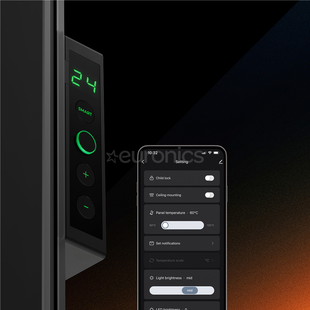 Aeno Premium Eco Smart Quadro, 500 W, must - Kütteseade seinale