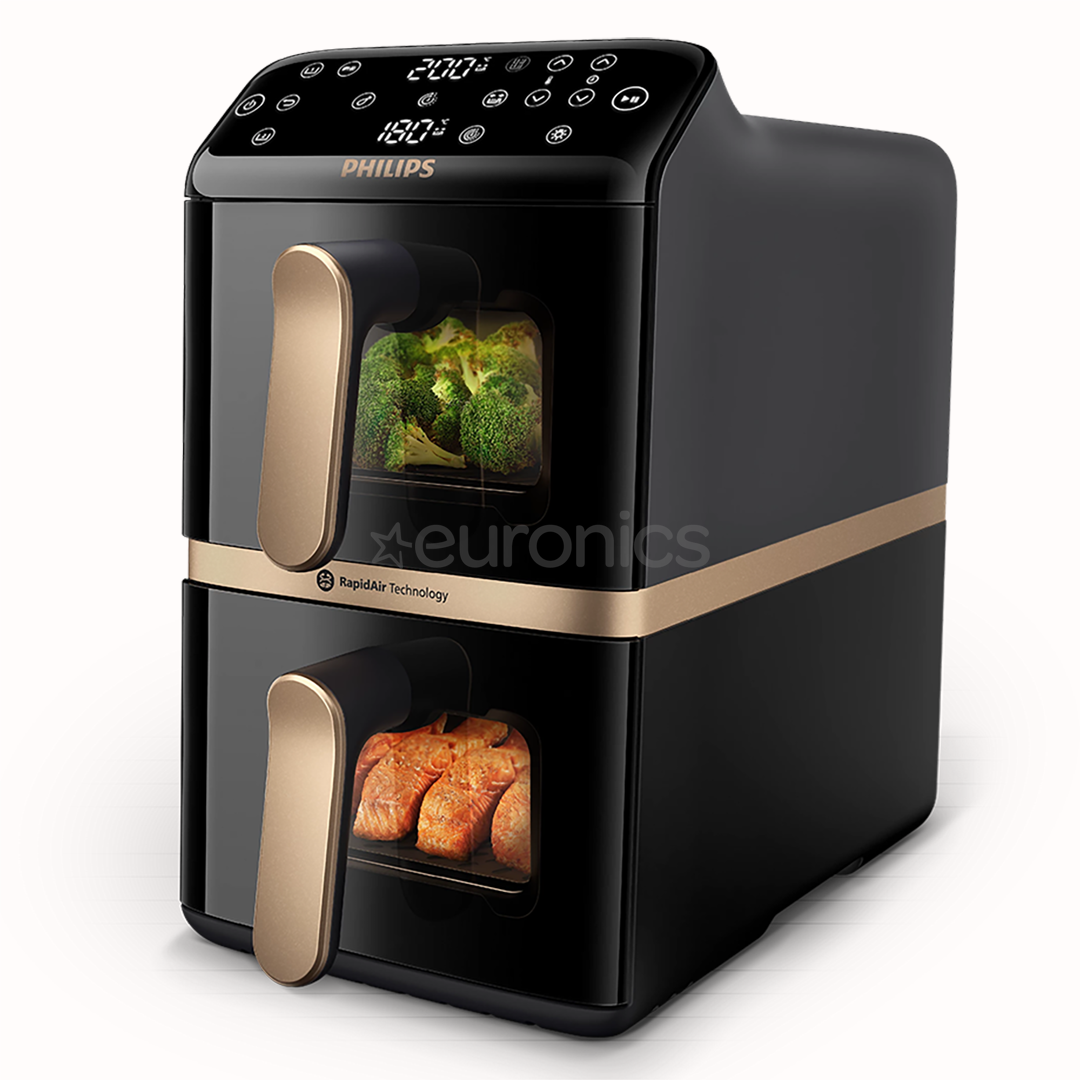 Philips Airfryer 4000 Series Stacked Dual Basket, 2300 W, 10 L, must - Kuumaõhufritüür