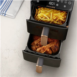 Philips Airfryer 4000 Series Stacked Dual Basket, 2300 W, 10 L, must - Kuumaõhufritüür