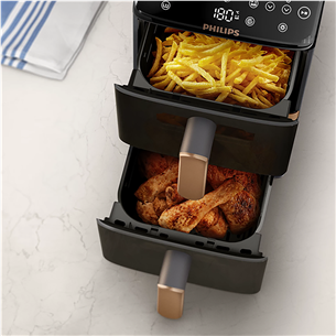 Philips Airfryer 4000 Series Stacked Dual Basket, 2300 W, 10 L, must - Kuumaõhufritüür