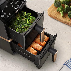 Philips Airfryer 4000 Series Stacked Dual Basket, 2300 W, 10 L, must - Kuumaõhufritüür