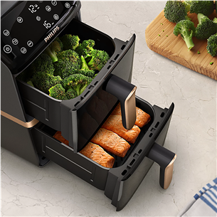 Philips Airfryer 4000 Series Stacked Dual Basket, 2300 W, 10 L, must - Kuumaõhufritüür
