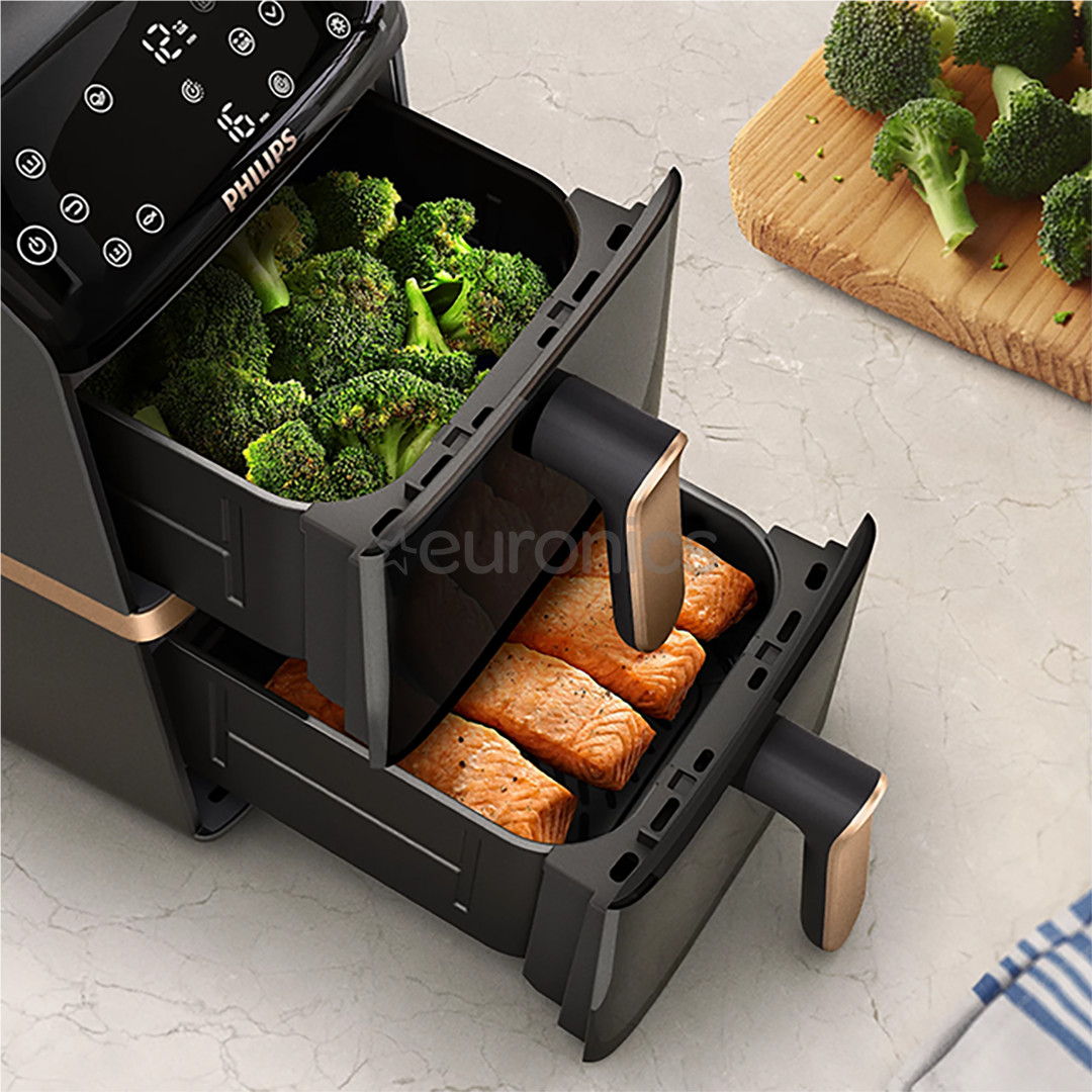 Philips Airfryer 4000 Series Stacked Dual Basket, 2300 W, 10 L, must - Kuumaõhufritüür