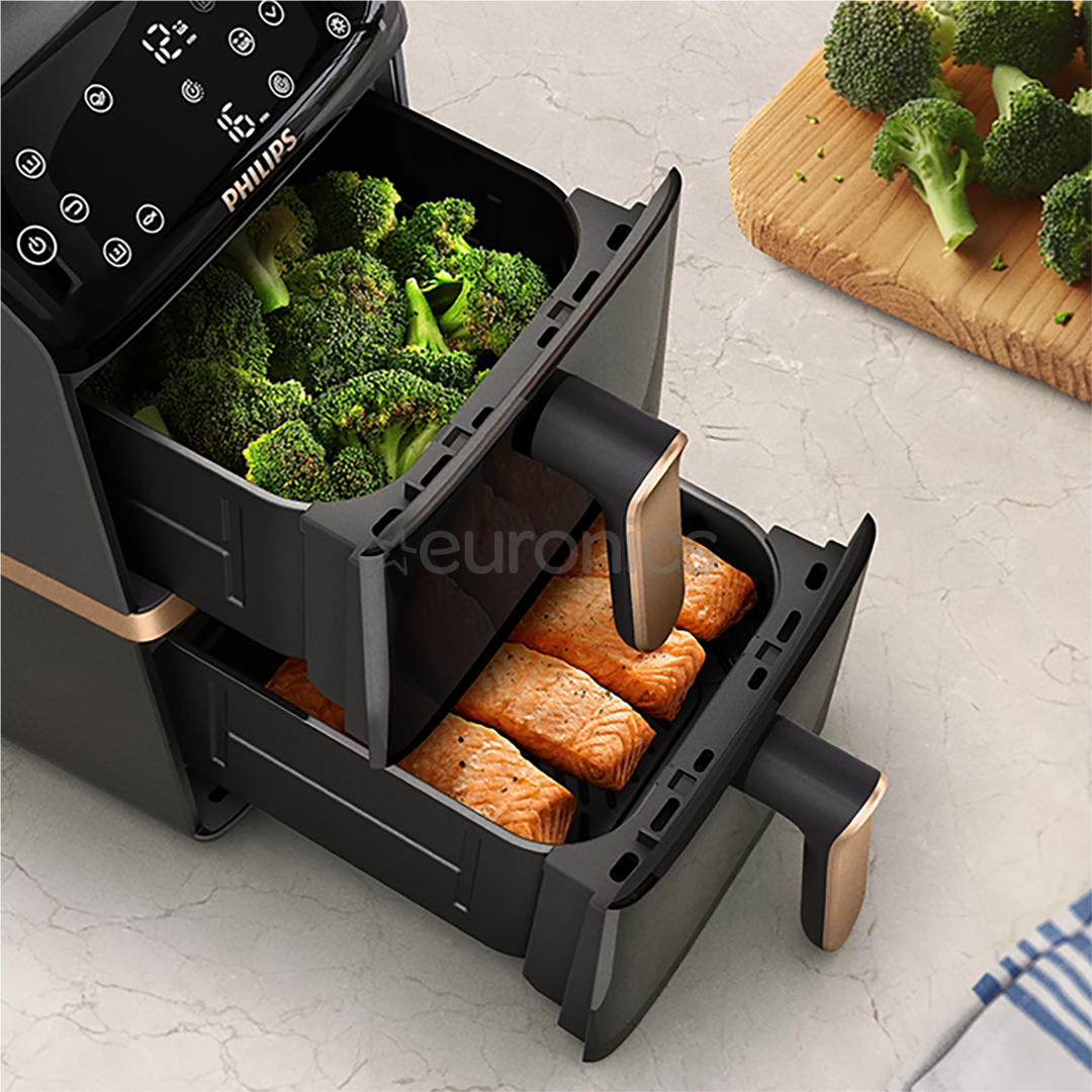 Philips Airfryer 4000 Series Stacked Dual Basket, 2300 W, 10 L, must - Kuumaõhufritüür