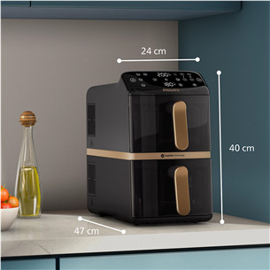 Philips Airfryer 4000 Series Stacked Dual Basket, 2300 W, 10 L, must - Kuumaõhufritüür