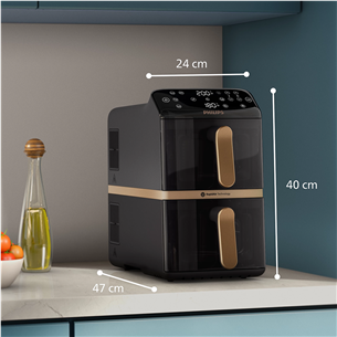 Philips Airfryer 4000 Series Stacked Dual Basket, 2300 W, 10 L, must - Kuumaõhufritüür