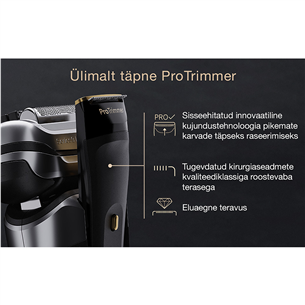 Braun Series 9 Pro+ Wet & Dry, 6-ühes SmartCare keskus ja PowerCase reisikarp, hõbedane - Pardel