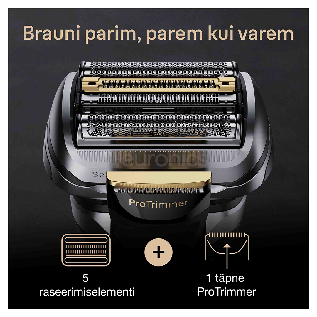 Braun Series 9 Pro+ Wet & Dry, 6-ühes SmartCare keskus ja PowerCase reisikarp, hõbedane - Pardel