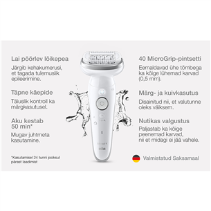 Braun Silk epil 9, Wet & Dry, white - Epilator