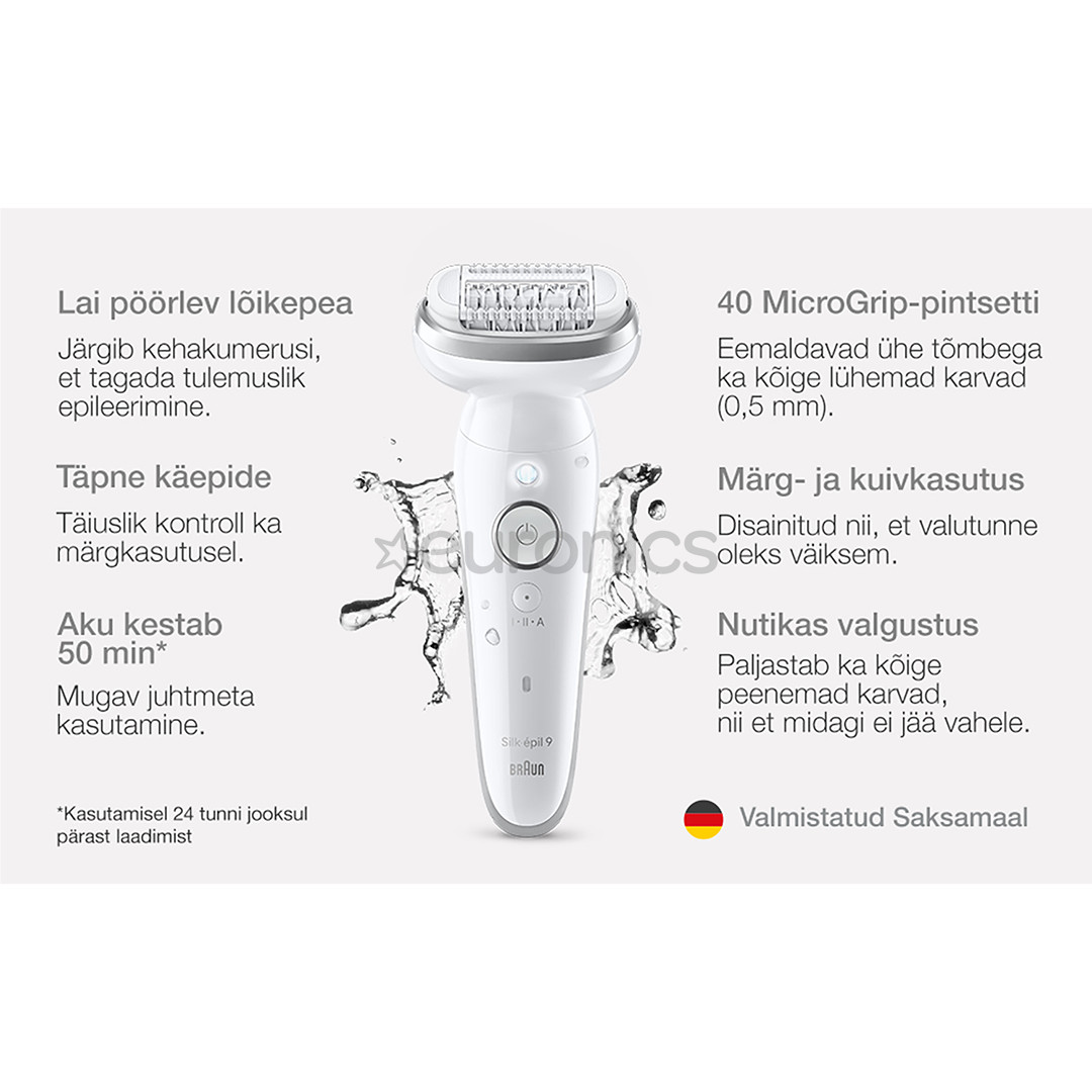 Braun Silk epil 9, Wet & Dry, white - Epilator