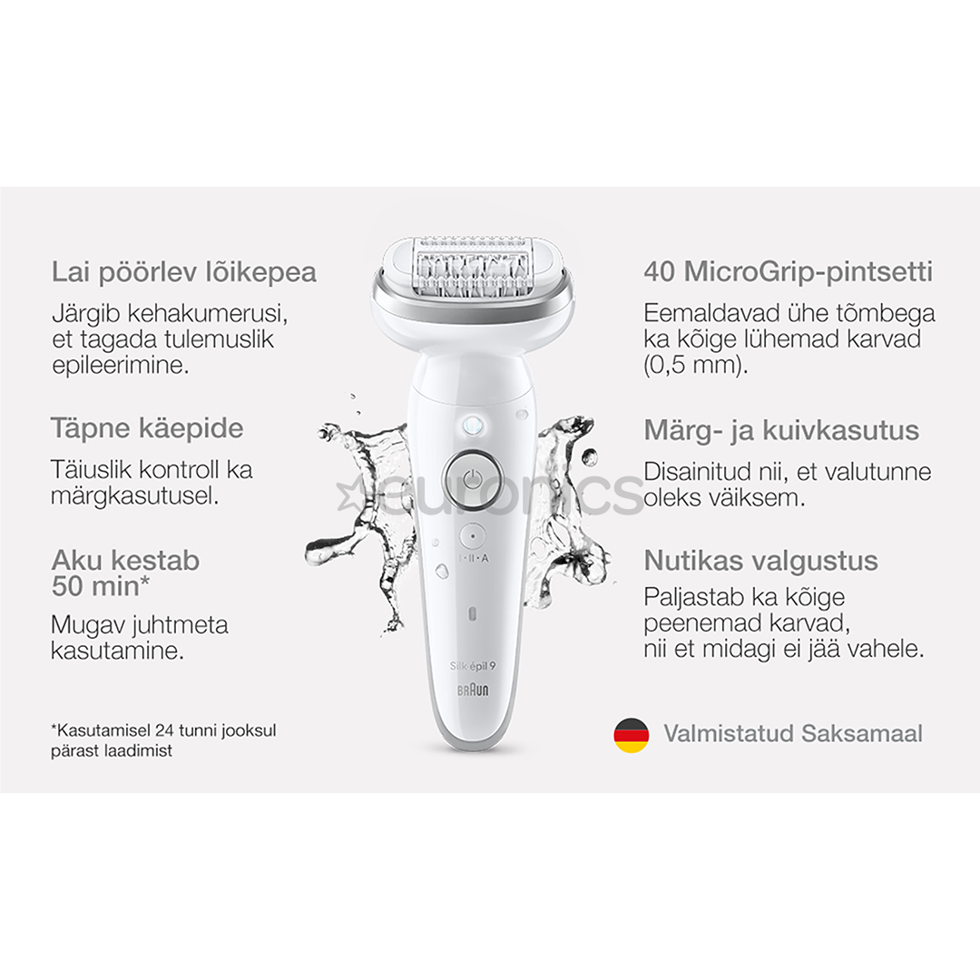 Braun Silk epil 9, Wet & Dry, white - Epilator