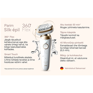 Braun Silk epil 9 Flex, белый - Эпилятор