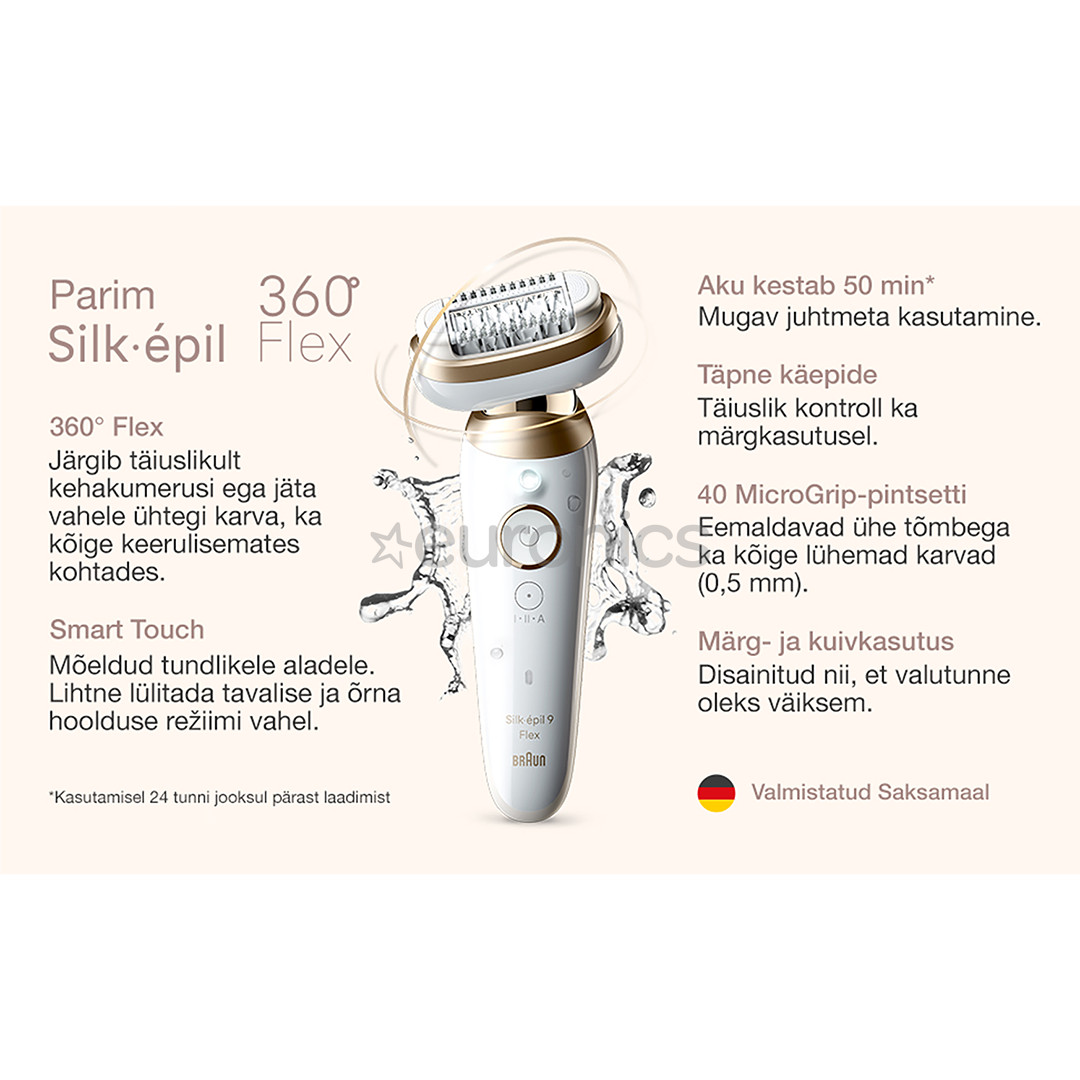 Braun Silk epil 9 Flex, белый - Эпилятор