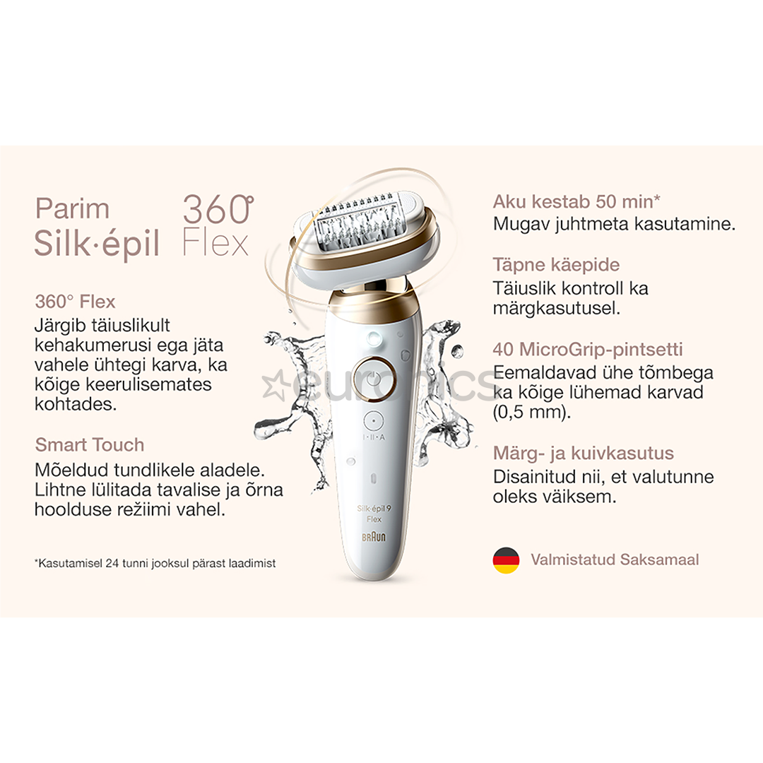 Braun Silk epil 9 Flex, белый - Эпилятор