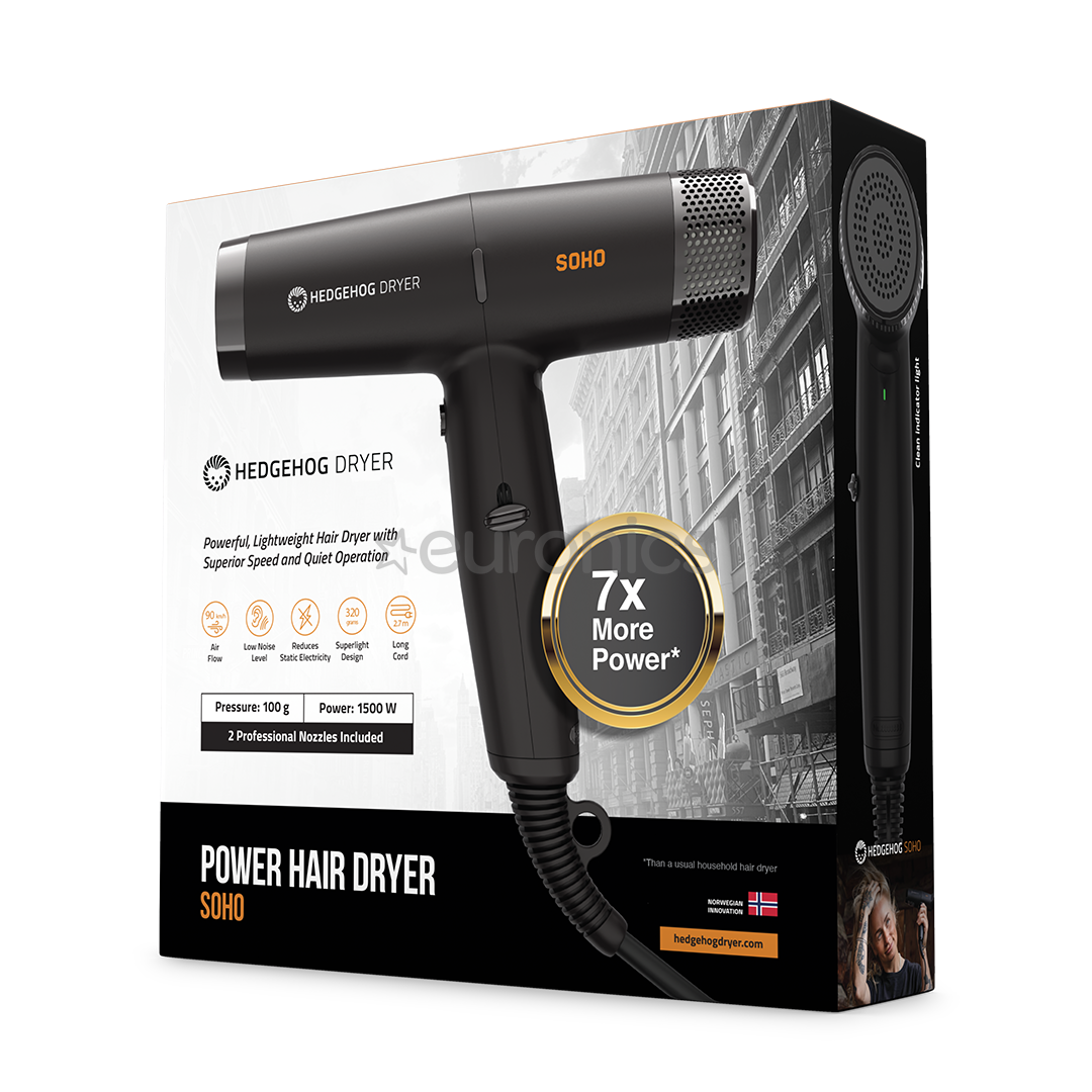 Hedgehog SOHO, 1500 Вт, черный - Фен