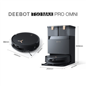 Ecovacs Deebot T50 Max Pro Omni, сухая и влажная уборка, черный - Робот-пылесос