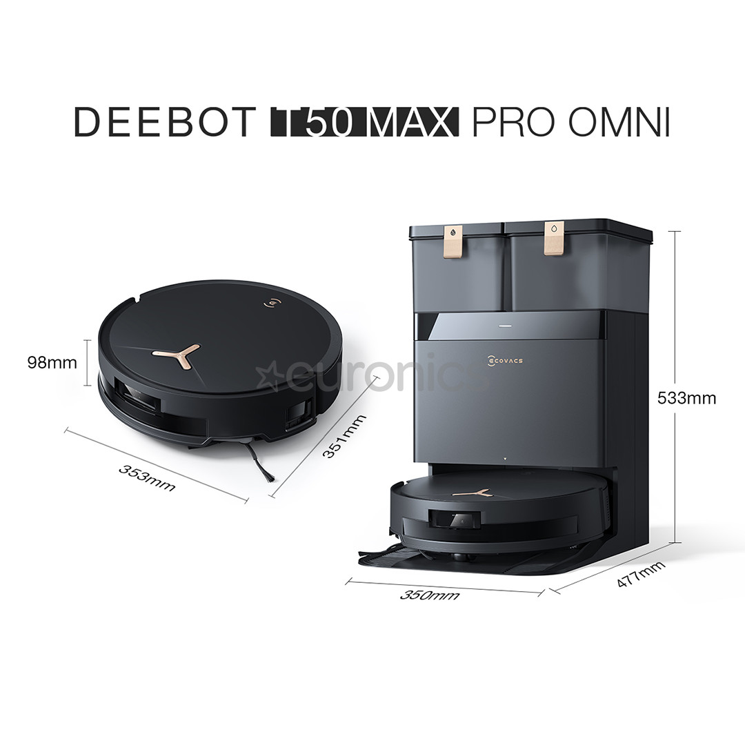 Ecovacs Deebot T50 Max Pro Omni, сухая и влажная уборка, черный - Робот-пылесос