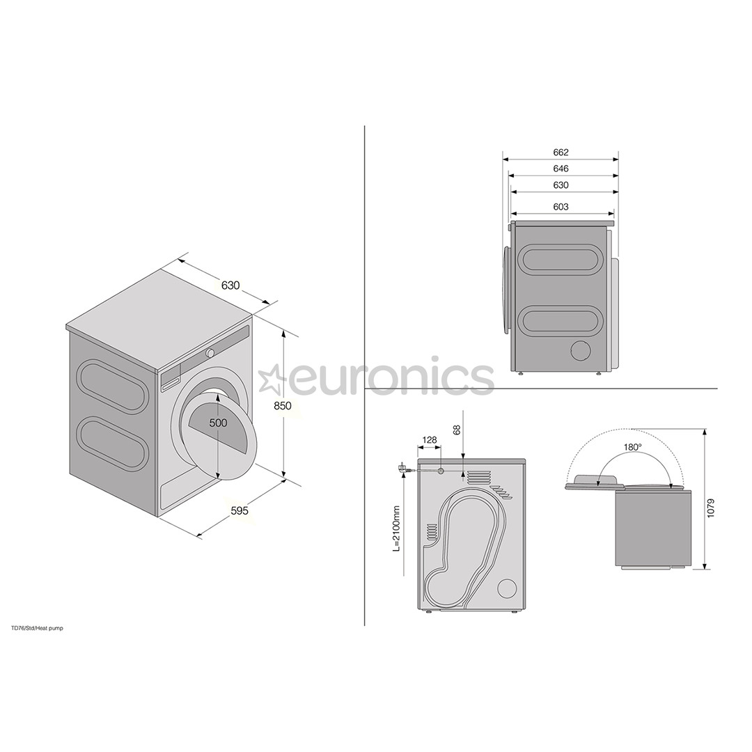 Asko, 8 kg, depth 63 cm - Clothes dryer